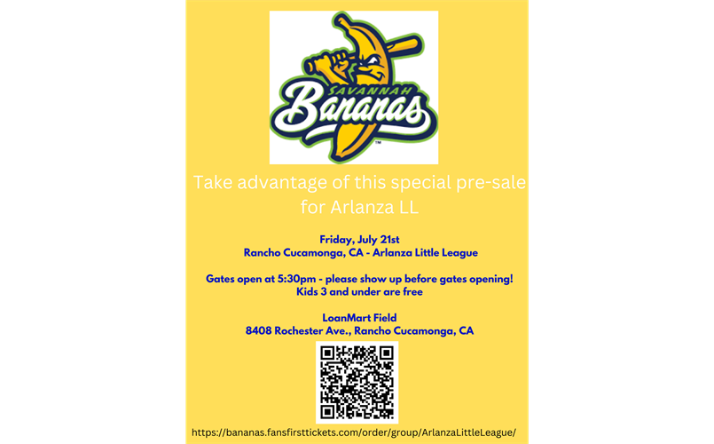 Savannah Bananas Arlanza LL Presale Flyer